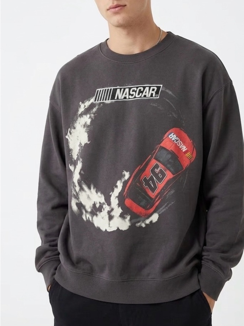 Freeze NASCAR Racing Graphic Burnout Crewneck Sweatshirt Large Charcoal